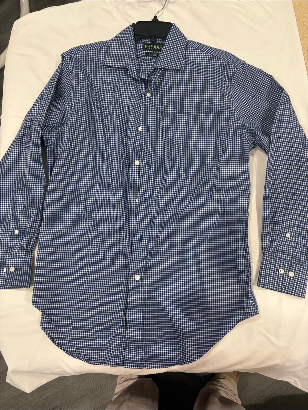 Lauren Ralph Lauren Blue & White Gingham Men's Dress Shirt